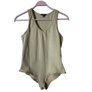 Ambiance Sleeveless Racerback Olive Green Sleeveless Bodysuit Sz L